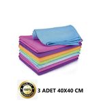 M.Y. TASO 3'lü Mikrofiber Temizlik Bezi Baklava Desen Cam Bezi Toz Leke Bırakmaz 40x40 Cm