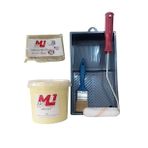 M1 Art Sarı Akrilik Boya 1.kg Tava+Rulo+Örtü +Fırça -Set -Ahşap, Tuval, Seramik , Duvar ,taş