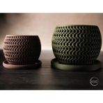 M2S Wave-Pot – Parametrik Örgü Desenli Modern Tasarım Saksı - Kahverengi