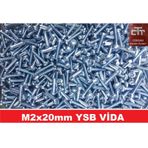 M2X20 Ysb Yıldız Silindir Baş Vida 100 Adet