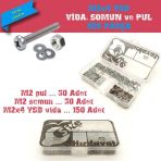 M2x4 YSB Vida Somun ve Pul Seti, 450 Parça