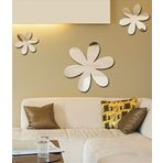 M3 Decorium 3'lü Papatya Çiçek Dekoratif Duvar Dolap Süs Aynası