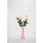 M3 Decorium 40 cm Pembe İşlemeli Vazo Pembe Beyaz Gül