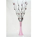 M3 Decorium 5 Adet Beyaz Üzüm 5 Siyah Dallı 60 cm Uzun Pembe Köşe Vazosu