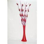 M3 Decorium 5 Kırmızı Üzüm 5 Fuşya Uzun Dallı 60 cm Kırmızı Desenli Vazo