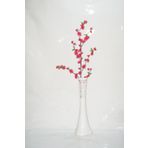M3 Decorium 60 cm Beyaz İşlemeli Vazo Fuşya Bahar Dalı