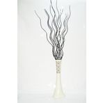 M3 Decorium 60 cm Desenli İşlemeli Krem Uzun Vazo 15 Adet Siyah 160 cm Dal