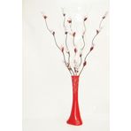 M3 Decorium 60 cm Desenli Kırmızı Vazo 5 Adet Mor Üzüm