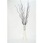 M3 Decorium 60 cm Desenli Krem Vazo 10 Adet Siyah Dal