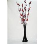 M3 Decorium 60 cm Desenli Uzun Siyah Vazo 10 Adet Kırmızı Mor Üzüm