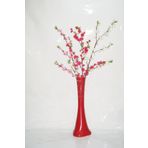 M3 Decorium 60 cm Kırmızı Desenli Vazo Üç Renk Bahar Dalı