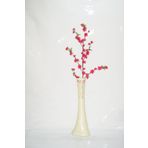 M3 Decorium 60 cm Krem Rengi İşlemeli Vazo Fuşya Bahar Dalı