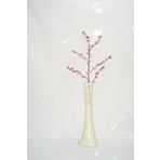 M3 Decorium 60 cm Krem Rengi İşlemeli Vazo Pembe Bahar Dalı