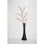 M3 Decorium 60 cm Siyah Desenli Vazo Pembe Bahar Dalı