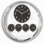 M3 Decorium 60cm Krom Metal 5 Ülke Saatini Ayrı Ayrı Gösteren Dünya Saati