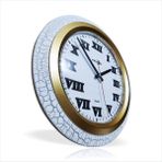 M3 Decorium Büyük 35 cm Çatlatma Beyaz Çerçeve Romen Rakkamlı Akrilik Bombe Camlı Sessiz Çalışan Duvar Saati - 35 x 35 cm