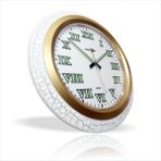 M3 Decorium Gece Parlayan Fosforlu Çatlatma Beyaz Çerçeve Bombe Camlı Romen Rakkamlı Sessiz Duvar Saati - 35 x 35 cm - Beyaz - Beyaz