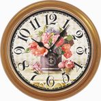 M3 Decorium Golden Retro Çiçekler Duvar Saati