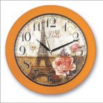 M3 Decorium Turuncu Çerçeve Eyfel Kuleli Retro Sorti Paris Duvar Saati