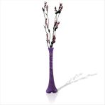 M3 Decorium Uzun 15 Kırmızı Salkım Üzümlü 5 Siyah Dal Çatlatma Şeffaf Transparan Uzun Mor Konik Cam Vazo 80 cm