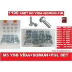 M3 Ysb Vida Seti Vida -Somun-Pul Seti 1100 Parça