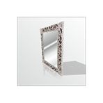 M3decorium 45x60cm Eskitme Rustik İşlemeli Krem Boy Banyo Duvar Salon Aynası Gri