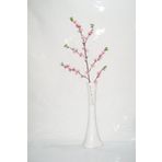 M3Decorium Beyaz İşlemeli Pembe Bahar Dalı 60cm Vazo