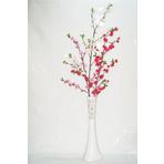 M3Decorium Beyaz İşlemeli Üç Renk Bahar Dalı 60cm Vazo