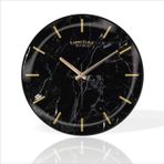 M3Decorium Büyük 35 Cm Yuvarlak Siyah Afyon Mermeri Desenli Sessiz Saniye Bombe Camlı Ev Ofis Okul Duvar Saati