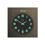 M3Decorium Büyük Ebat Siyah Zemin Kalın Rakkam 35 Cm Bombe Camlı Sessiz Çalışan Fosforlu Duvar Saati