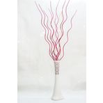 M3Decorium Desenli Beyaz 10 Adet Fuşya 5 Adet Krem Dal 60cm Vazo