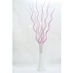 M3Decorium Desenli Beyaz 10 Adet Fuşya Dal 60cm Vazo