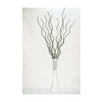 M3Decorium Desenli Beyaz 10 Adet Siyah Dal 5 Adet Krem Dal 60cm Vazo
