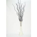 M3Decorium Desenli İşlemeli Krem Uzun 15 Adet Siyah 160cm Dal 60cm Vazo