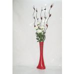 M3Decorium Desenli Kırmızı 5 adet Beyaz Üzüm Çiçek Beyaz Gül 60cm Vazo