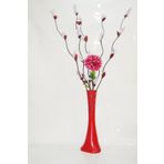 M3Decorium Desenli Kırmızı 5 Adet Mor Üzüm Ortanca 60cm Vazo