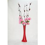 M3Decorium Desenli Kırmızı Çiçekler 60cm Vazo