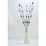 M3Decorium Desenli Krem 5 Adet Beyaz Üzüm Çiçek 60cm Vazo