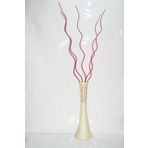 M3Decorium Desenli Krem 5 adet Fuşya Dallar 60cm Vazo