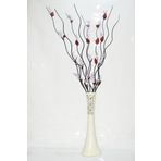 M3Decorium Desenli Krem 5adet Mor Üzüm 5 Adet Siyah Dal 60cm Vazo