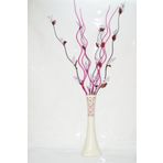 M3Decorium Desenli Krem Üzüm ve Fuşya Dallar 60cm Vazo