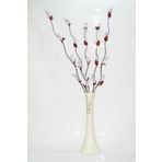 M3Decorium Desenli Krem Uzun 5 adet Mor 20 Salkım Üzüm ve Yaprak 60cm Vazo