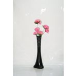 M3Decorium Desenli Siyah Pembe Çiçek 60cm Vazo