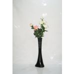 M3Decorium Desenli Siyah Pembe Sarı Gül 60cm Vazo
