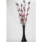 M3Decorium Desenli Uzun Siyah 10 Adet Kırmızı Mor Üzüm 60cm Vazo