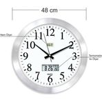 M3Decorium Hassas Dijital 48 Cm Dijital Termometreli Nem Ölçerli Camlı Satine Aluminyum Metal Ofis Duvar Saati