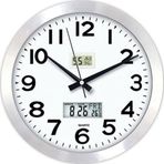 M3Decorium Hassas Dijitalli Dijital Termometreli Nem Ölçerli Ön Camlı Satine Aluminyum Metal Ofis Duvar Saati