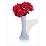 M3decorium Kaliteli Düz Beyaz Konik 60 Cm İnce Belli Geniş Tabanlı Vazo Büyük Kırmızı Ortanca Kaliteli Çiçek Mavi