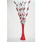 M3Decorium Kırmızı Desenli 5 Kırmızı 5 Beyaz Üzüm Çiçek 60cm Vazo