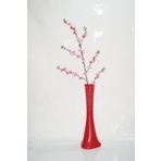 M3Decorium Kırmızı Desenli Pembe Bahar Dalı 60cm Vazo